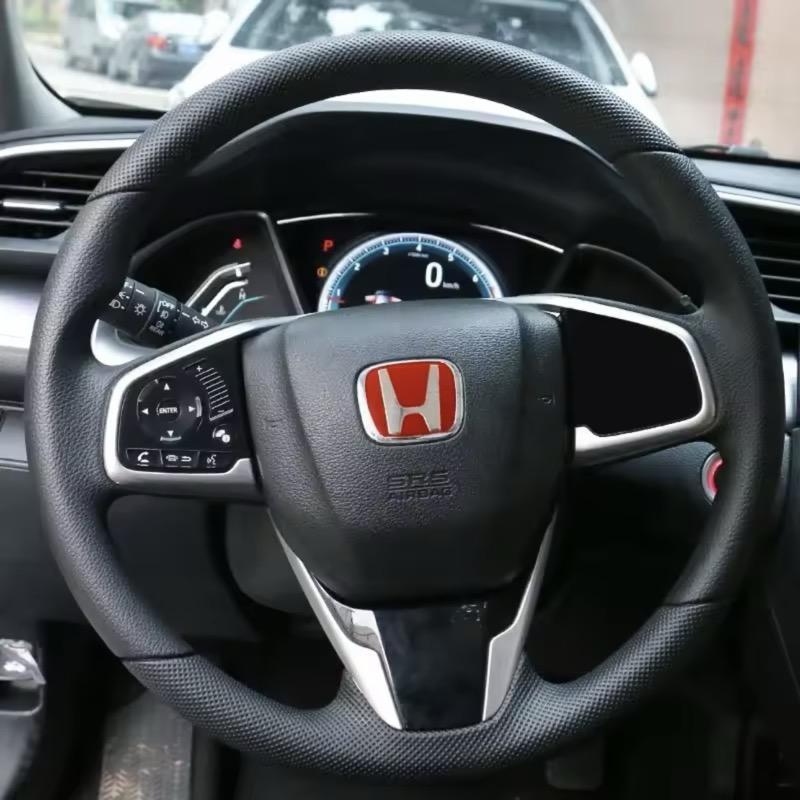 Car Steering Wheel Emblem H-Sticker For Honda Civic Accord City CRV Jade Fit Odyssey Hybrid Red Black Blue Interior Modification