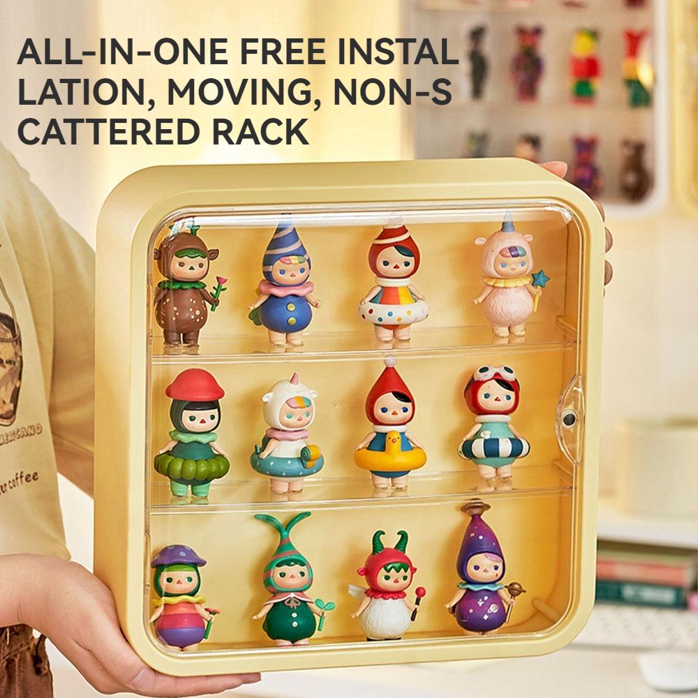 3 Layers Storage Rack Clear Shelving Dustproof Display Case For Doll Blind Box keychains Bag Charms Organizers Figure Showcase Wall Mount Vertical Magnetic Transparent Door Home Organizer Large Capacity Desktop Tour Gift For Friends