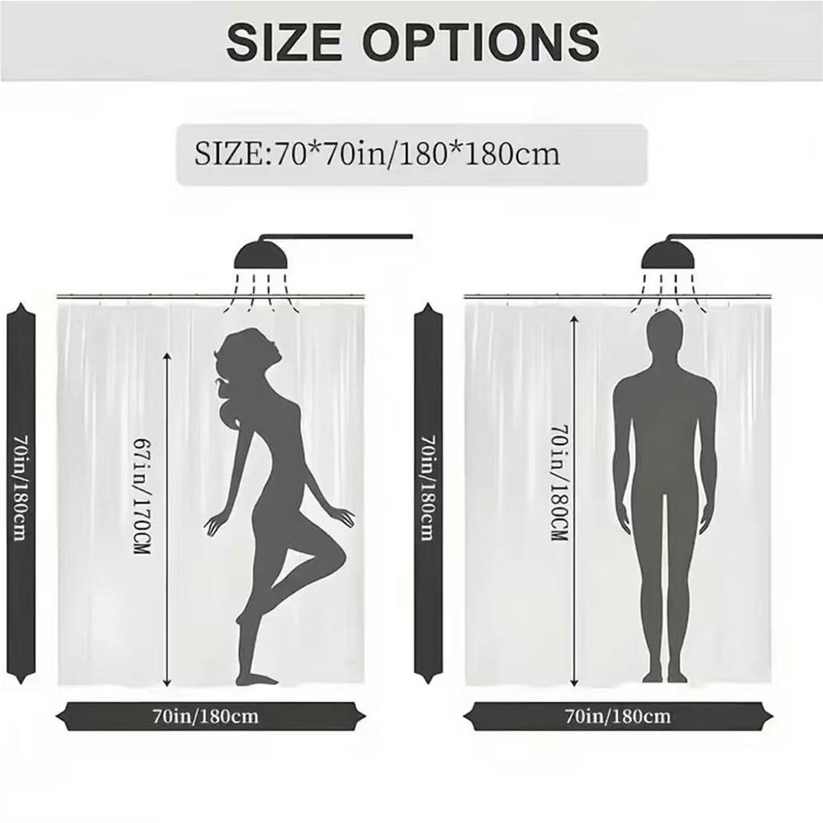 Shower Curtain Set, Modern Decorative Bathroom Decor, No-Drill Hooks Included, Multifunctional Bath Divider, Gift for Friends & Family