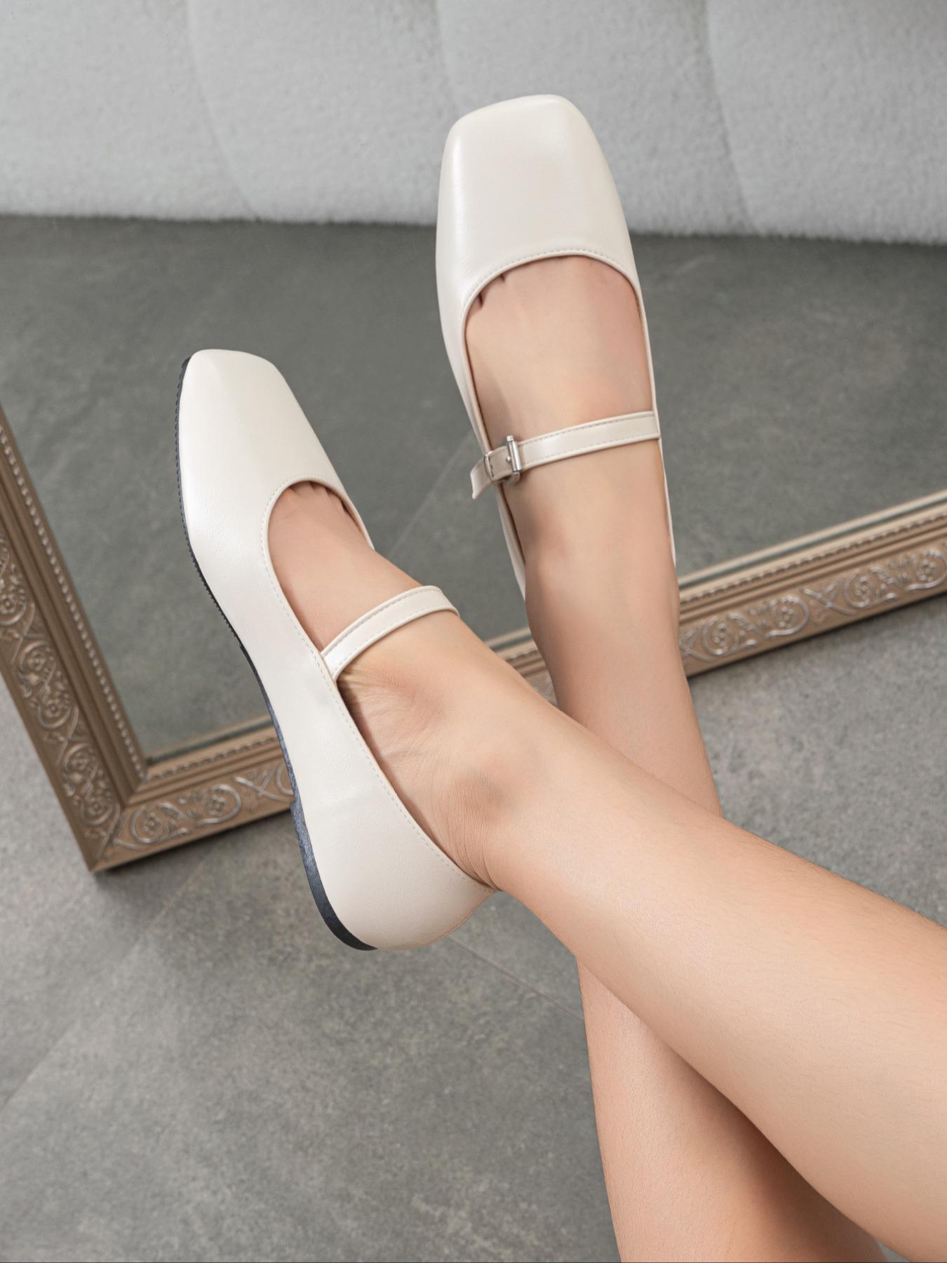 Women's French Flat Mary Jane Shoes, Fall New Square Toe One Strap Soft Sole Comfortable Commuter Low Heel Women's Shoes