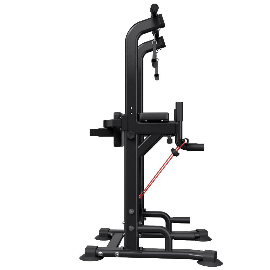 VEVOR Pull Up Bar, 330 LBS Power Tower Dip Station, Workout Dip Station with H-Shaped Stable Base Back Pad, Adjustable 12 Level Height Free Standing Chin Up Bar for Back, 4-Level Adjustable Back Pad