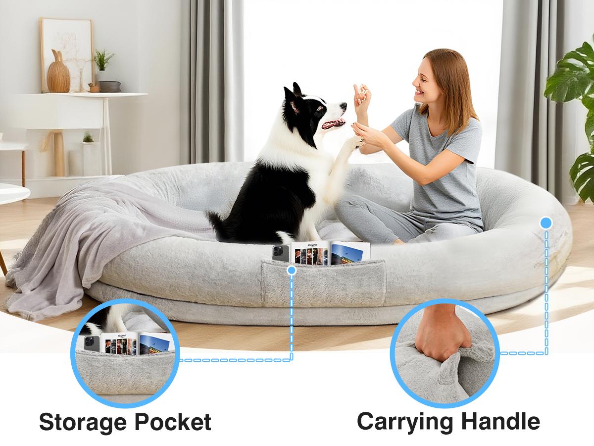Cozy XL Human Dog Bed for Adults & Pets – Faux Fur Lounger with Pillow & Blanket, Washable Orthopedic Sofa for Deep Sleep & Relaxation – Perfect Gift for Pet Lovers tictok  shop contemporary easy care s greensboro furniture Coachella-mothersdaygift tiktok