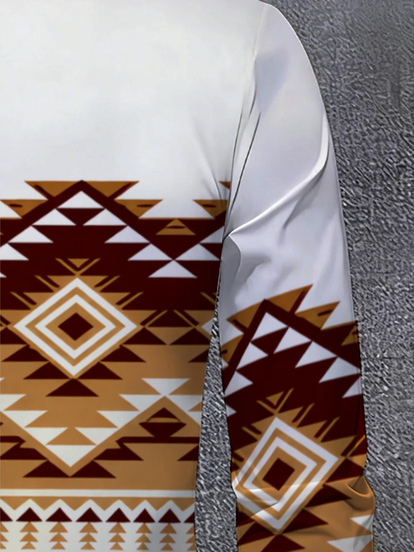 White & Orange Gradient Indian Totem Men's Stylish Shirt