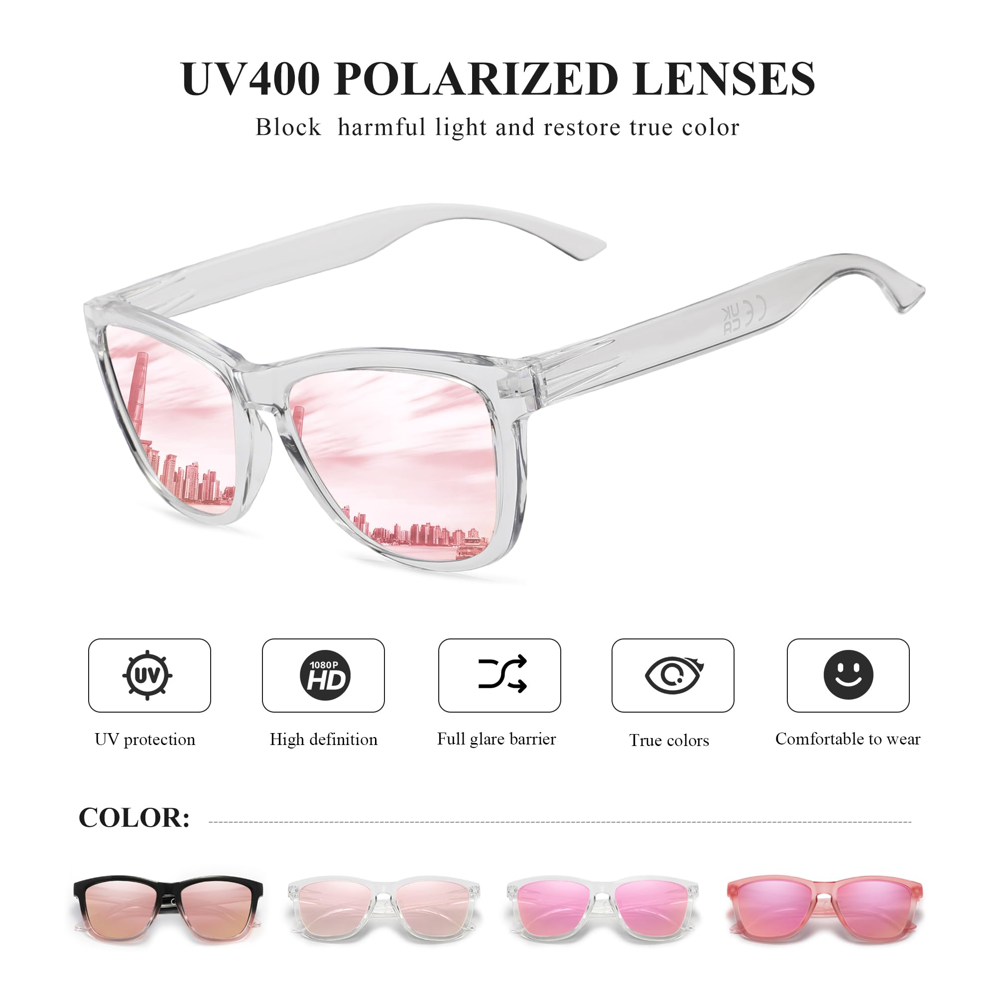Carefully 4 Pairs Classic Polarized Glasses for Women - Lightweight Durable Sunglasses, UV Protection, Polycarbonate Lenses, Polished Frame, High Definition, Trendy Beach Eyewear, Women's Accessories, Gifts for Women, Womens Gifts 759-4