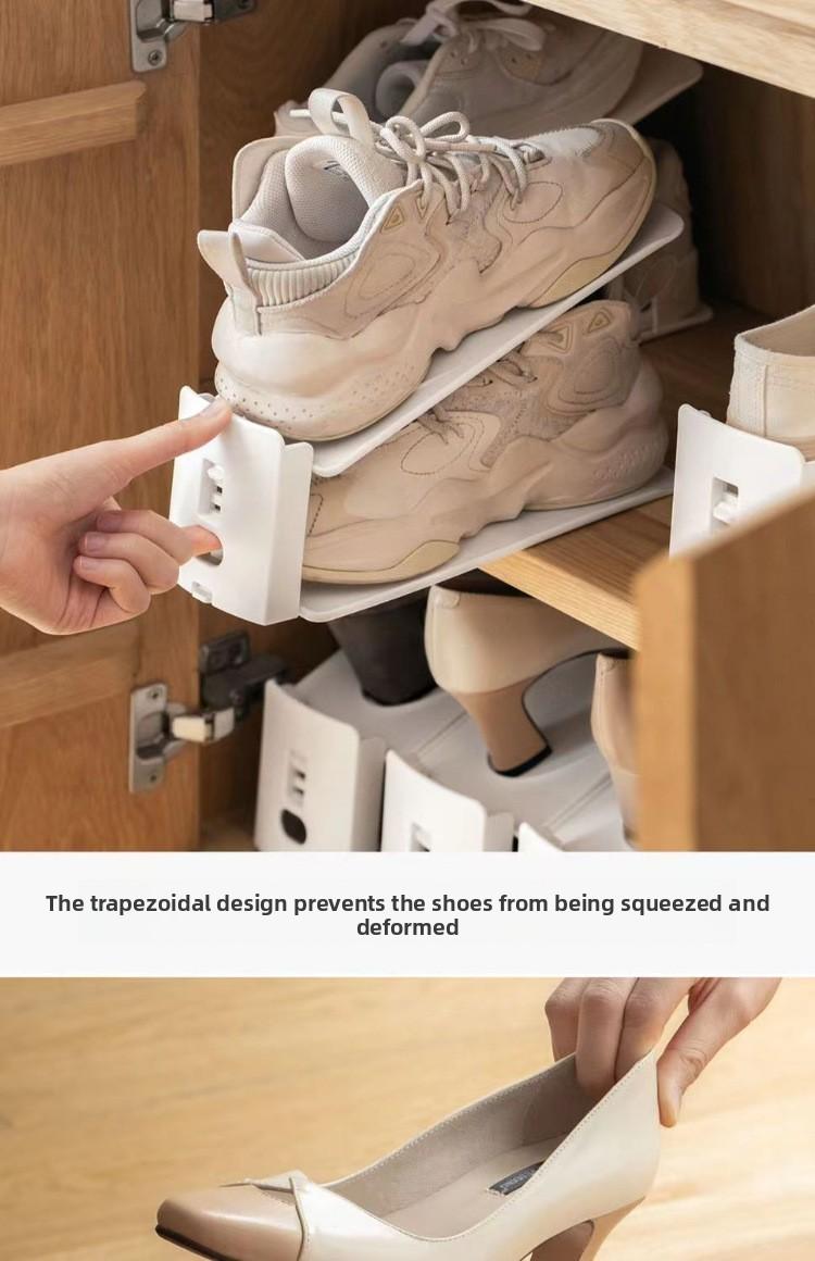 Double-layer shoe rack adjustable Double Tiers shoe storage artifact Organiser household space-saving shoe cabinet layered partition sorting shoe rack