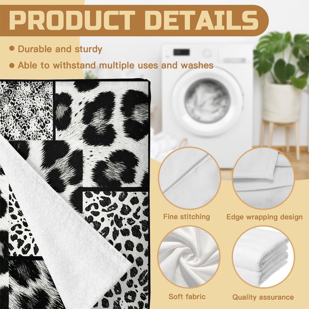 High Street Initial Leopard Print Beach Towel, Trendy Animal Print Patchwork, Quick Dry Lightweight Portable, Perfect for Trendsetters Pool Daily Use