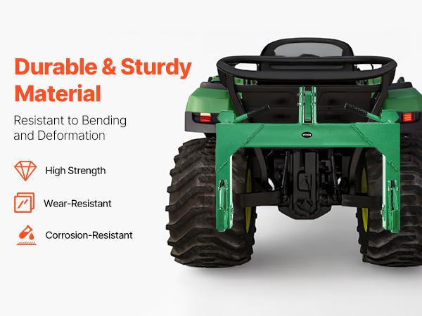 VEVOR 3-Point Quick Hitch, 4000 Lbs Lift Capacity, 3-Pt Trailer Hitch with 5 Level Adjustable Bolt, Adaptation to Category 2 Tractor, Heavy Duty 3 Point Attachments, Green