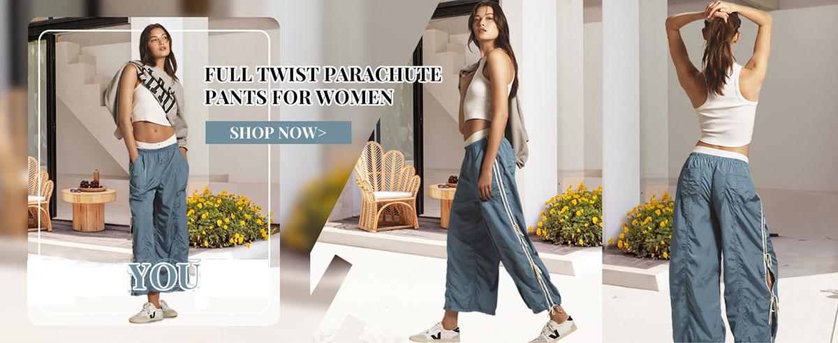 UANEO Women's Parachute Style Elastic High Waist Full Twist Hiking Cargo Pants with Adjustable Cuffs Womenswear Casual Bottom UANEO Women's Parachute Style Elastic High Waist Full Twist Hiking Cargo Pants with Adjustable Cuffs Womenswear Casual Bottom