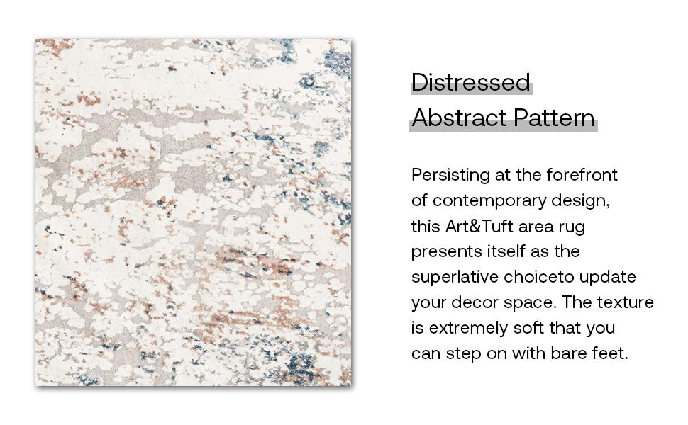 Art&Tuft Large Washable Rug, Anti-Slip Backing Abstract  Area Rugs, Stain Resistant Rugs for Living Room, Foldable Machine Washable Area Rug