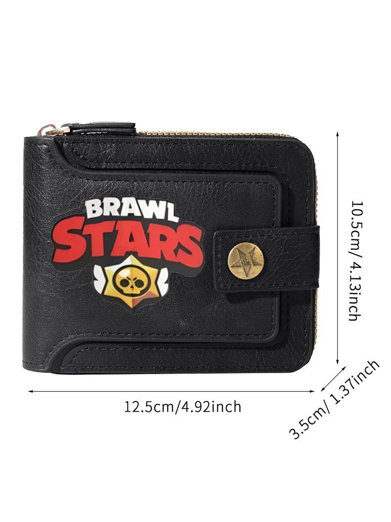 Brawl Stars Printed Black Leather Wallet for Everyday Use and Casual Outings Suitable for Gaming Enthusiasts and Fans Ideal Gift for Christmas  Birthdays  and Special Occasions with Secure Zipper and Button Closure Stylish and Durable Design Perfect for