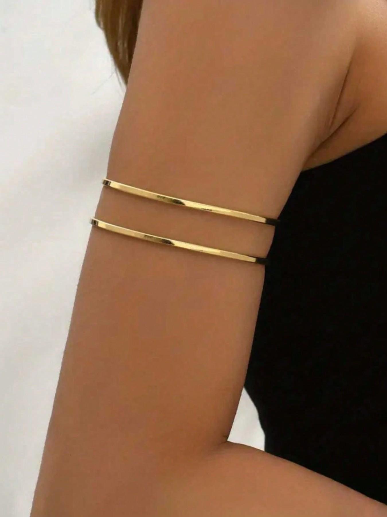 3pcs Minimalist Metal Geometric Line Bangle Bracelet Set, Adjustable Water Drop Design, Ideal for Daily Wear, Street Style & Beach Vacation, for Women
