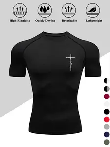 Men's Dragon Print Compression T-Shirt Activewear Workout Rash Guard, Quick-Dry Breathable Stretch Fabric, Tight-Fitting Short Sleeve Top for Fitness and Outdoor Activities