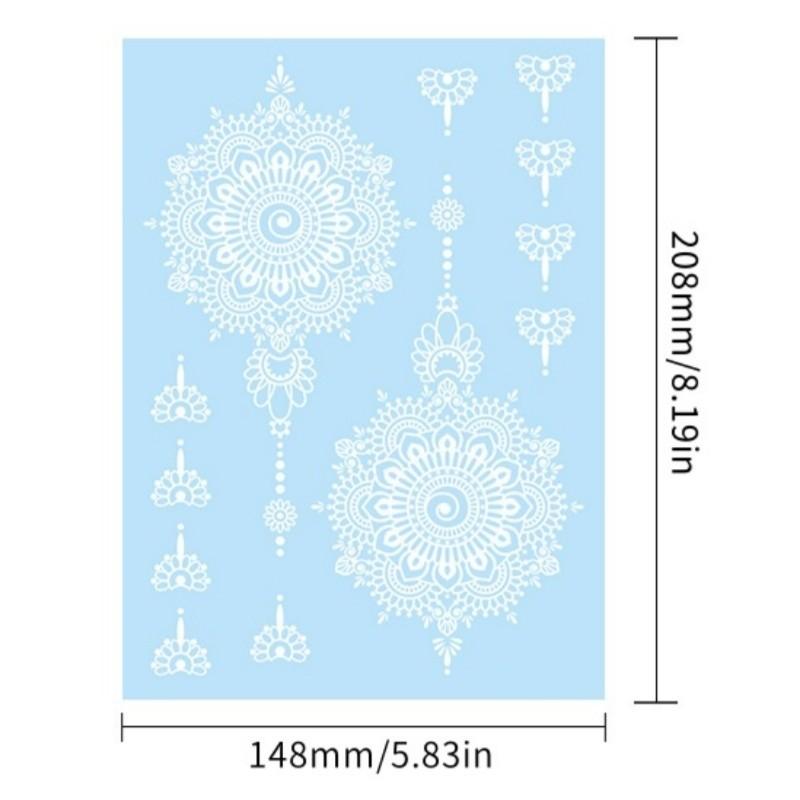 Lace Temporary Tattoo Stickers, Henna Style Hollow Design, Waterproof Non-Fading, Gentle Skin Friendly, Perfect for Weddings