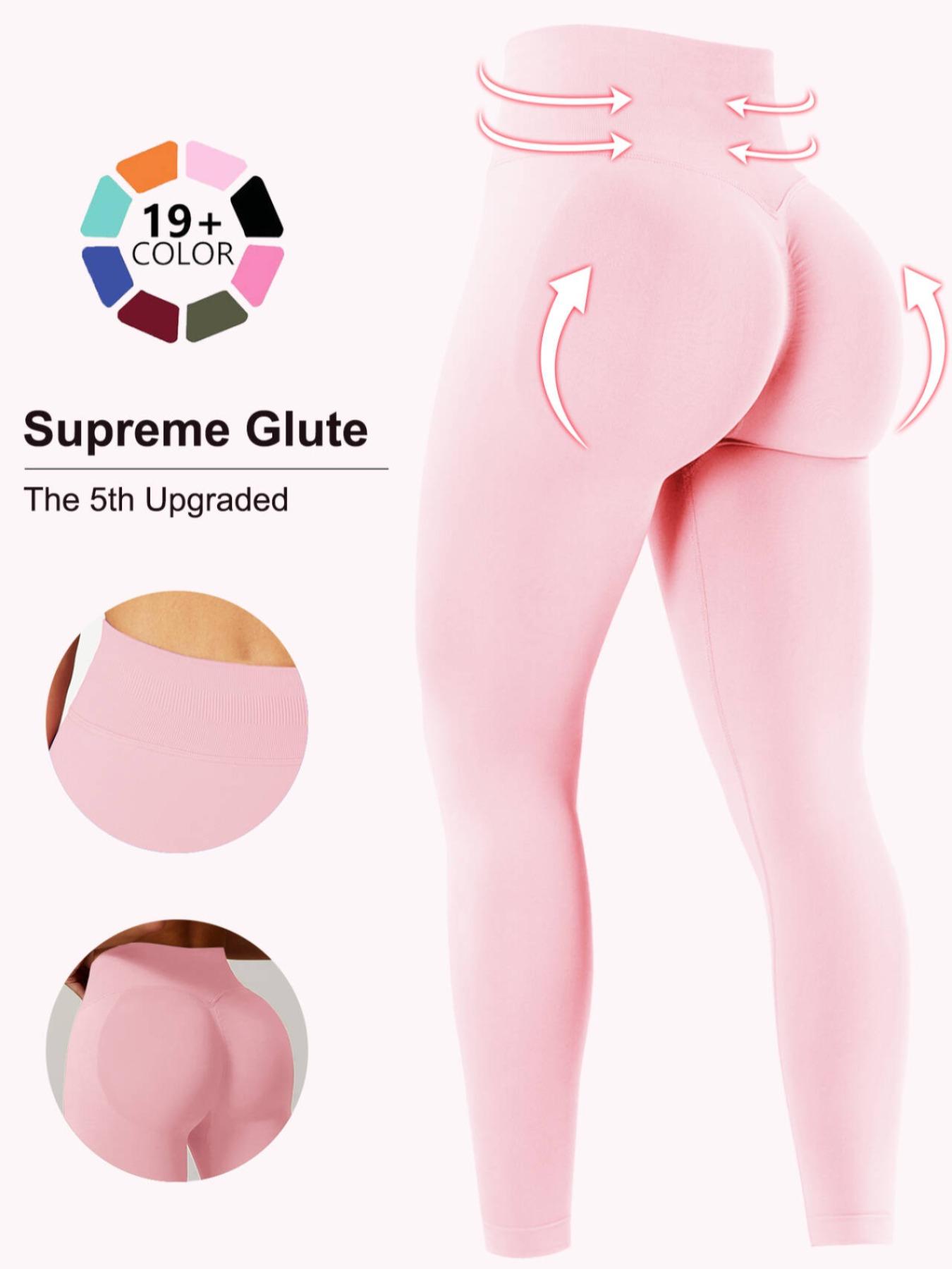 Women's Tummy-Control High Waisted Athletic Leggings with Concealed Butt-Lift Seam, High-Stretch Seamless Base-Layer Tights for Fitness, Yoga and Outdoor Running, Tight-Fitting Breathable Scrunch Workout Leggings, Elastic Waist Leggings