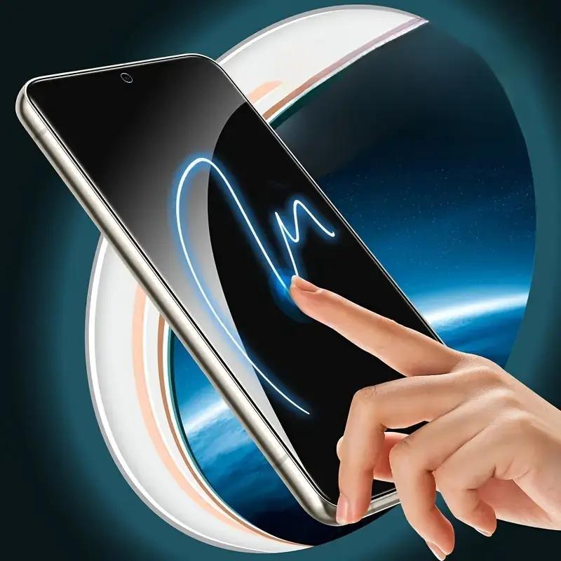 Tempered Glass Screen Protector with One-Click Film Applicator, Full Coverage Edge Protective Anti-fingerprint Screen Protector for iPhone, Computer