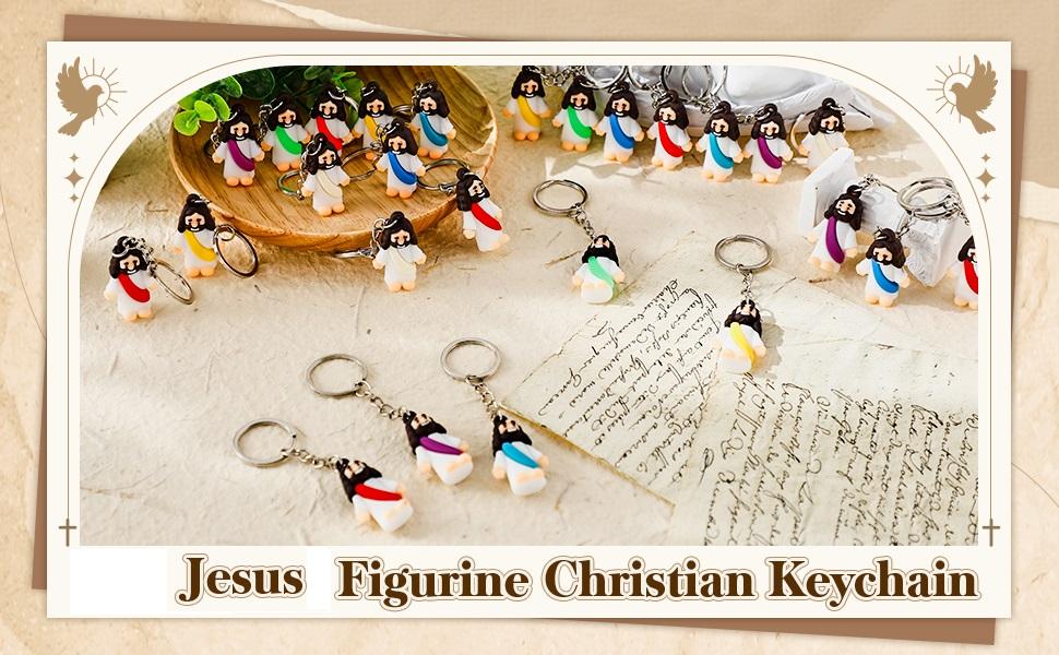 24/48Pcs Jesus Loves You Keychains Little Jesus Figure Keychains for Students Back to School Gift Teacher Appreciation Gift Christian Trendy Keychain for Church Group Sunday School Baptism Gift Religion Party Favor