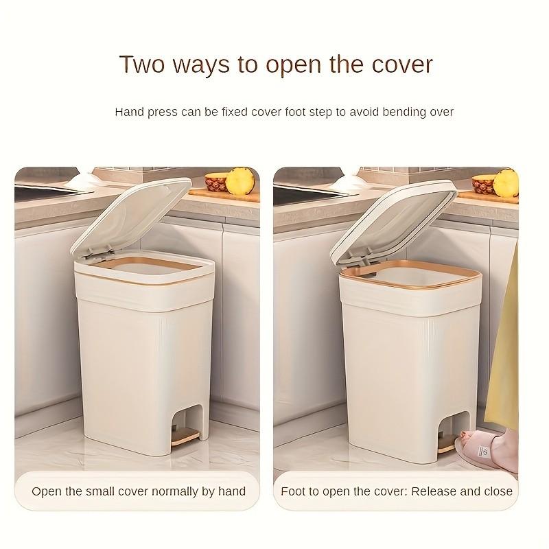 Square Trash Can with Lid, Accents, Two Sizes Available, Fashionable Garbage Bin, Ideal for Kitchen, Bathroom, Bedroom, Home Office Square Trash Can with Lid, Accents, Two Sizes Available, Fashionable Garbage Bin, Ideal for Kitchen, Bathroom, Bedroom, Home Office