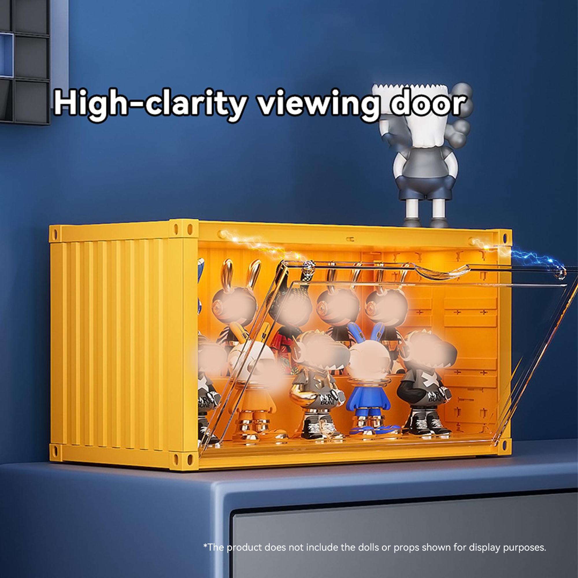 Large Stackable Container-Style Display Case with Magnetic Door & Movable Steps — Perfect for Plush Charms, Figures & Popbean Collectors