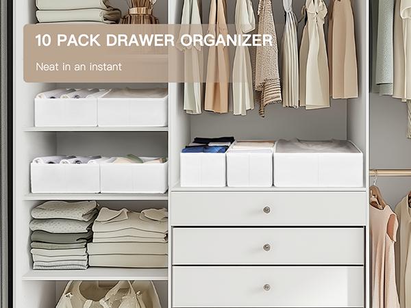Criusia Drawer Organizer Clothes 10 Pack-Foldable Closet Organizer for Baby Clothes, Underwear, Socks, Nursery & Bedroom Storage Dividers storage box