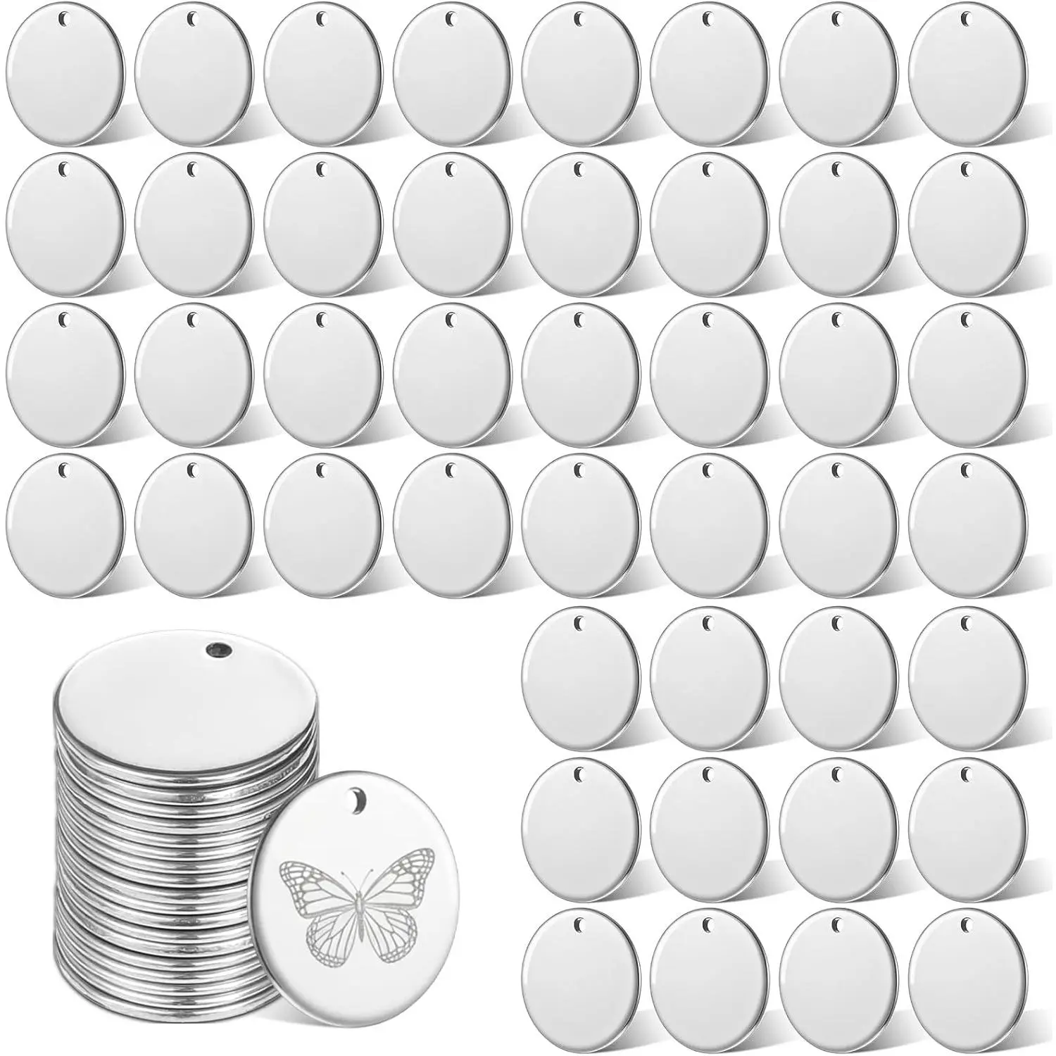 100 PCS 15mm Stainless Steel Round Silver Coin Blanks for Laser Engraving, Metal Stamping Blanks for Jewelry Crafts Making Engraving Supplies