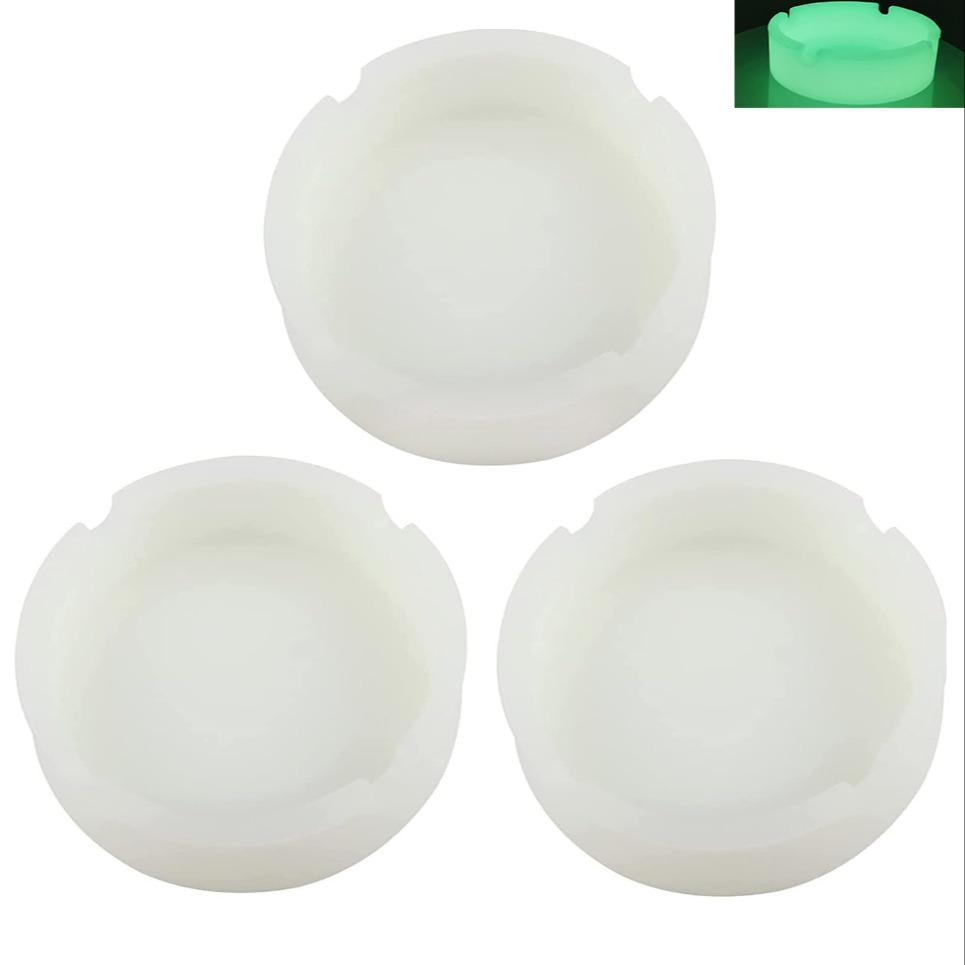 3pcs Silicone Ashtray Set, Luminous Design, Durable & Portable, Ideal for Outdoor Use, Perfect Gift for Smokers