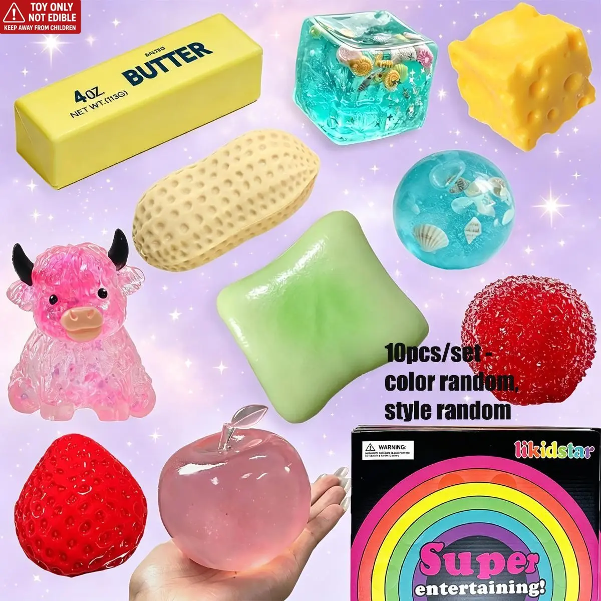 10 pcs/set - Mystery Blind Box Stress Relief Toys, Sensory Kit, Creative Slow-Return Decompression Squeeze Toys, Party Gifts, Soft Compression Toys, Squishy Fun Set