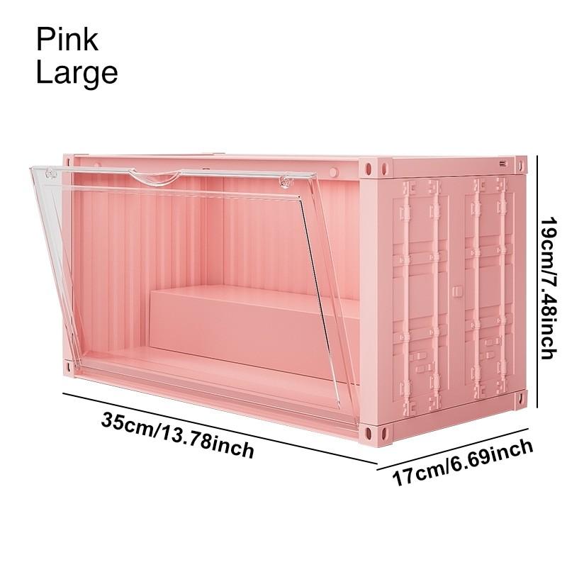 Large Stackable Container-Style Display Case with Magnetic Door & Movable Steps — Perfect for Plush Charms, Figures & Popbean Collectors