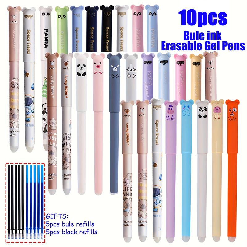 20pcs Erasable Neutral Pens Set, 10 Pens & 10 Refills, 0.35mm Medium Tip, Washable Handle, Office Supplies, Stationery Gift, Back-To-School