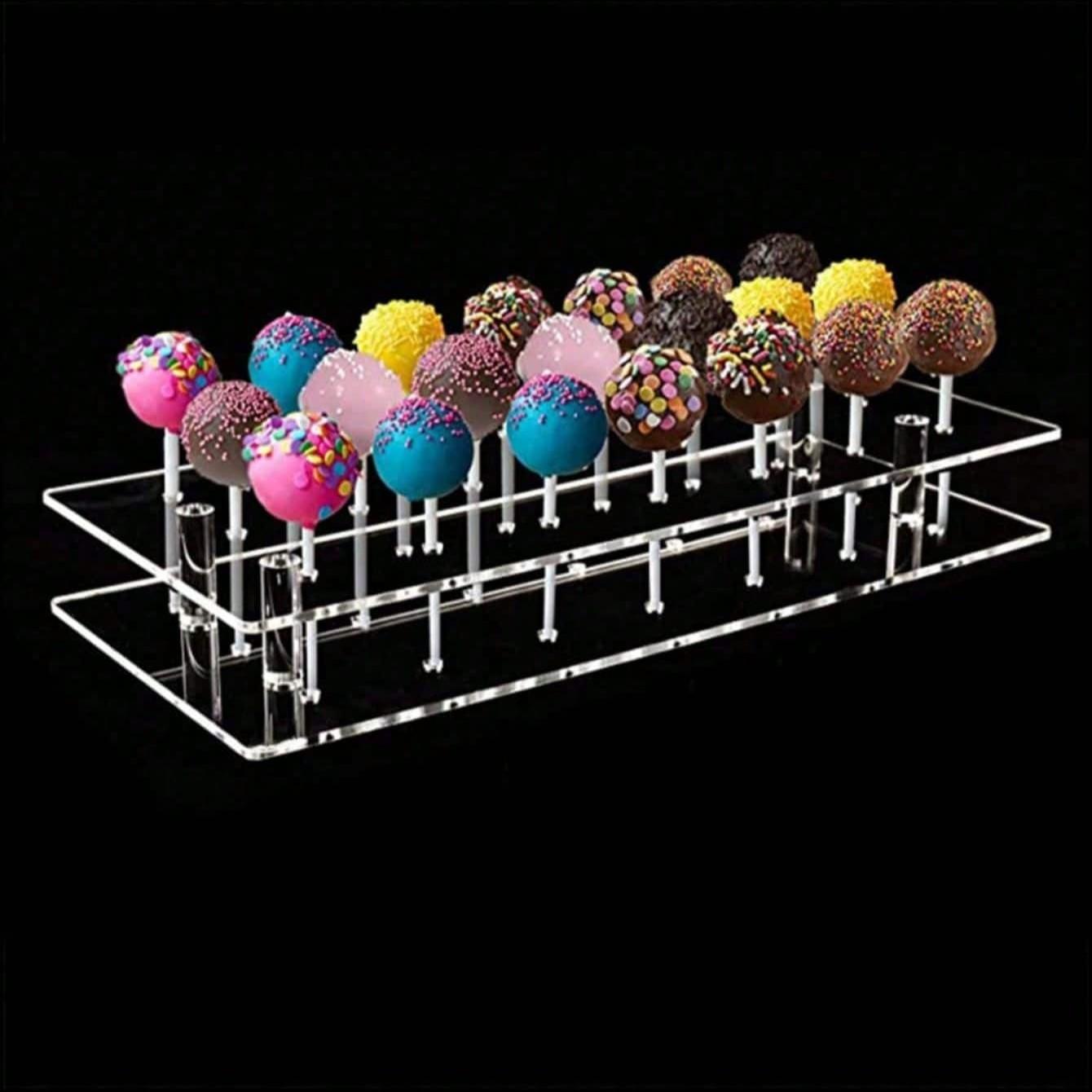 Acrylic 21-Hole Cake Lollipop Display Stand, Transparent Candy Rack for Wedding, Halloween, Christmas, Birthday Party Decorations