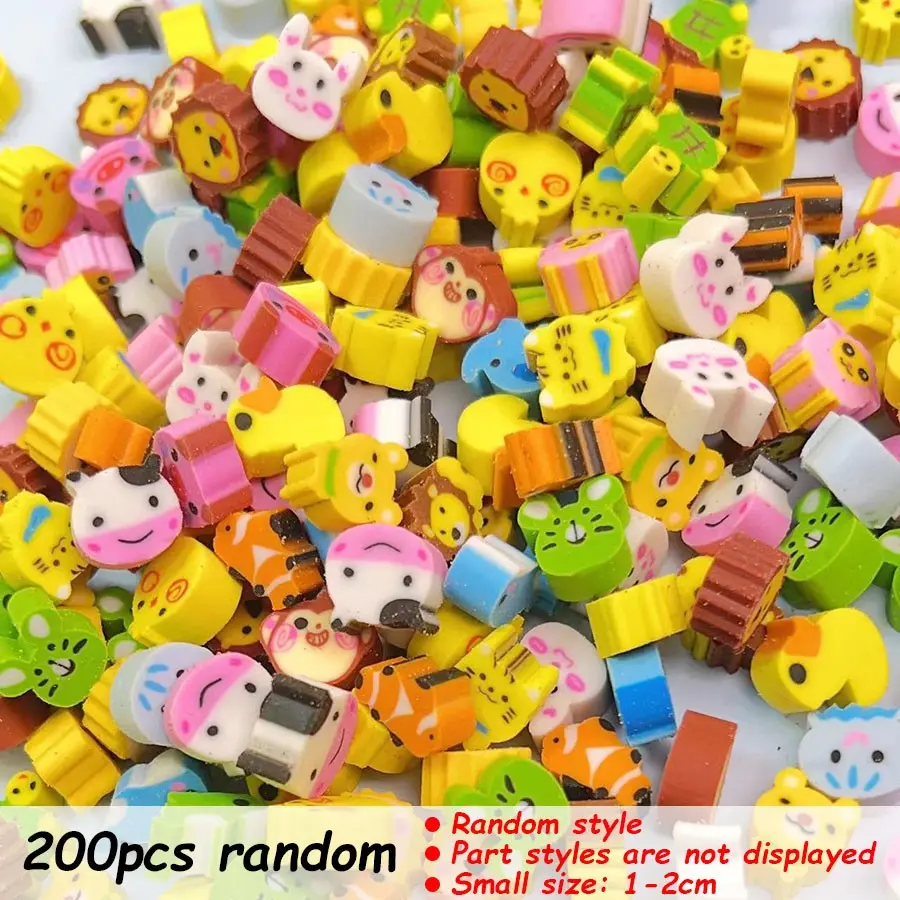 200pcs Mini Cartoon Eraser for Students, Easy to Wipe, Cute Small Eraser, Suitable for Pencil Handwriting, 200+ Styles, Random Ship, Durable