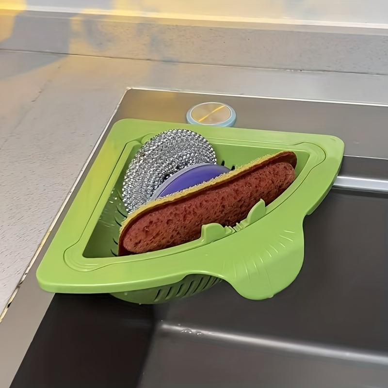 2 Counts Triangular Draining Basket Random Color Kitchen Filter Net Storage Rack Strainer for Vegetable Fruit and Rice Residue