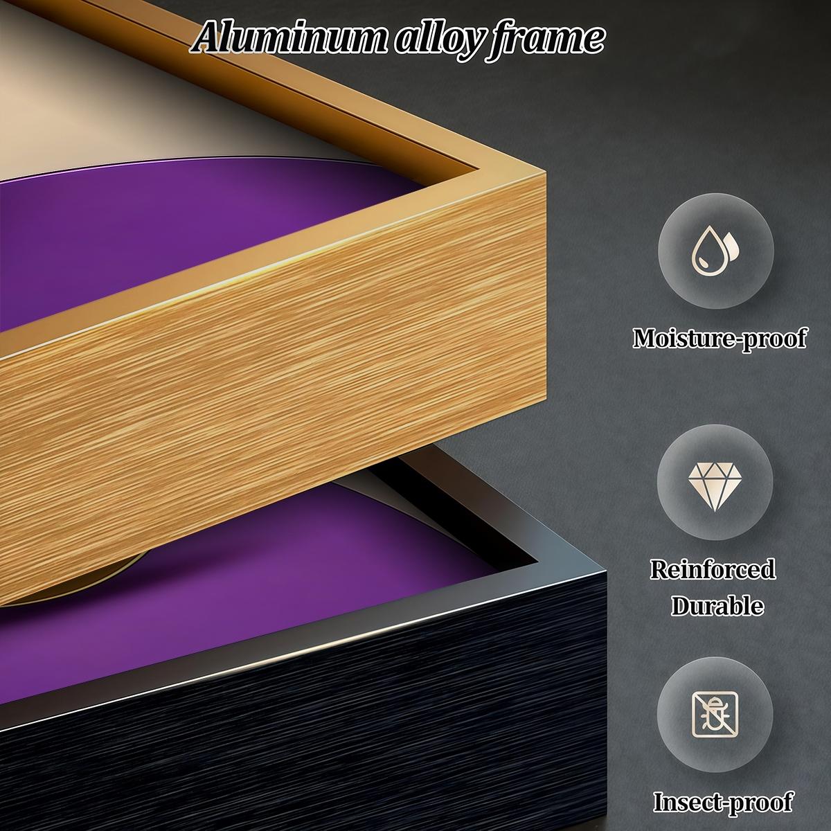 3 Counts Aluminum Alloy Framed Painting, Abstract Golden And Red Geometric Shapes With Deer Pictures, Home Decoration For Living Room, Bedroom, Office, Restaurant, Hallway Wall Decor, Odorless Print Artwork, Luxury Perfect Gift For Friends And Family