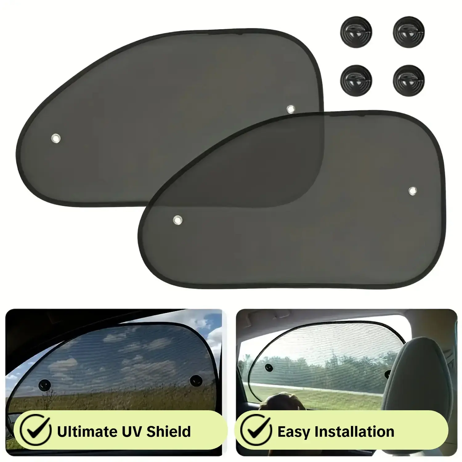 2-Piece Large Quality Car Sunshade Curtain Set, Ultimate UV Protection, Easy Installation, Comfortable for Most Cars and Vans, for Parking Use Only, Sunshade Cover, Car Window Sunshades