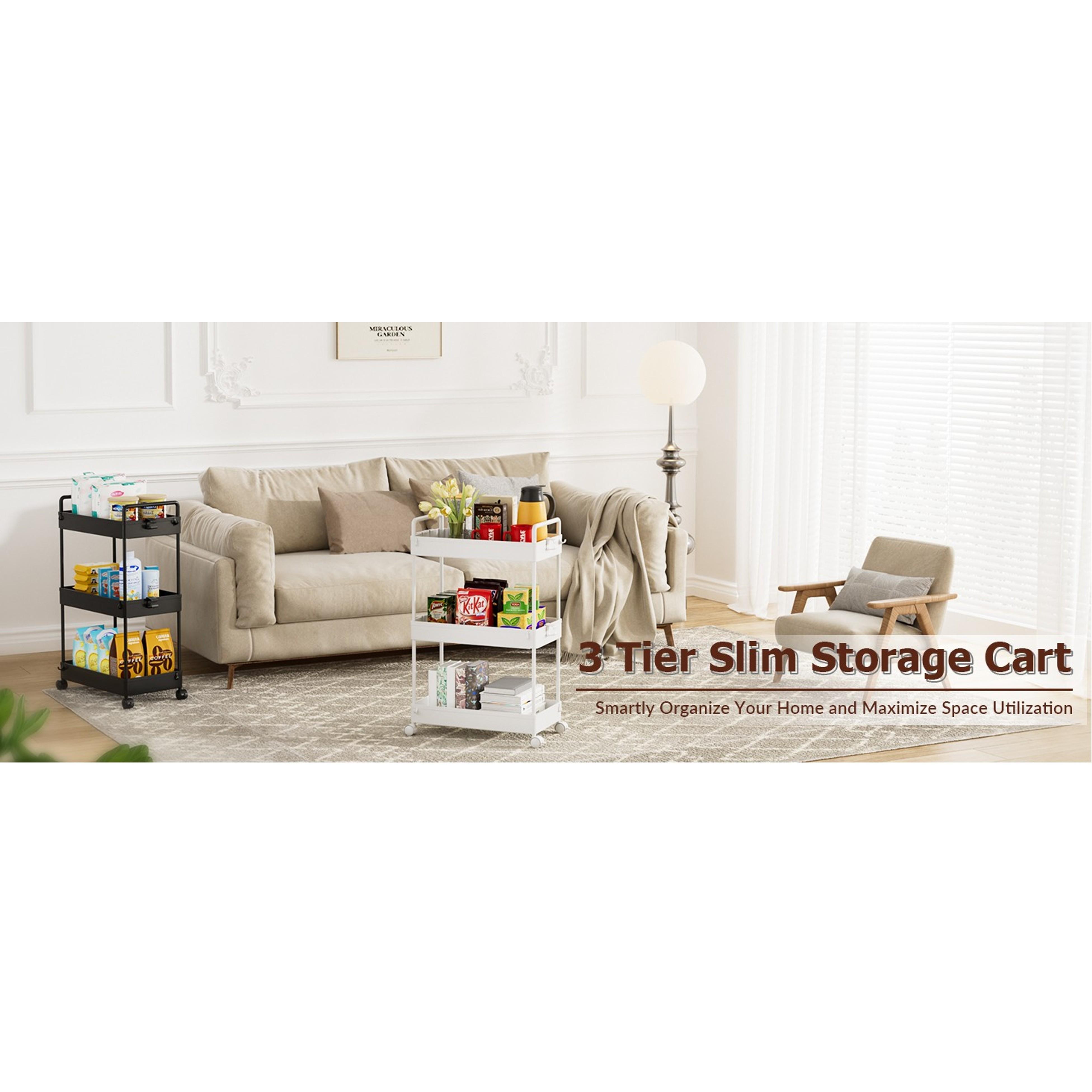 3-Tier Slim Rolling Storage Cart with Wheels, White Utility Organizer for Bathroom, Laundry, Kitchen, Bedside & Dorm, Fits Art, Craft, Snack, Makeup, Nail, Diaper & Postpartum Baby SuppliesGift 3-Tier Slim Rolling Storage Cart with Wheels, White Utility Organizer for Bathroom, Laundry, Kitchen, Bedside & Dorm, Fits Art, Craft, Snack, Makeup, Nail, Diaper & Postpartum Baby SuppliesGift