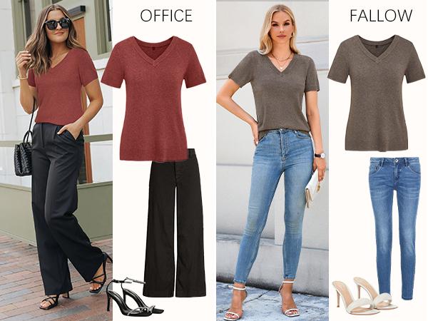 Arach&Cloz 2026 Womens Wool Blend Sweater Soft V Neck Short Sleeve Spring Fashion Pullover Tops Business Casual Outfits