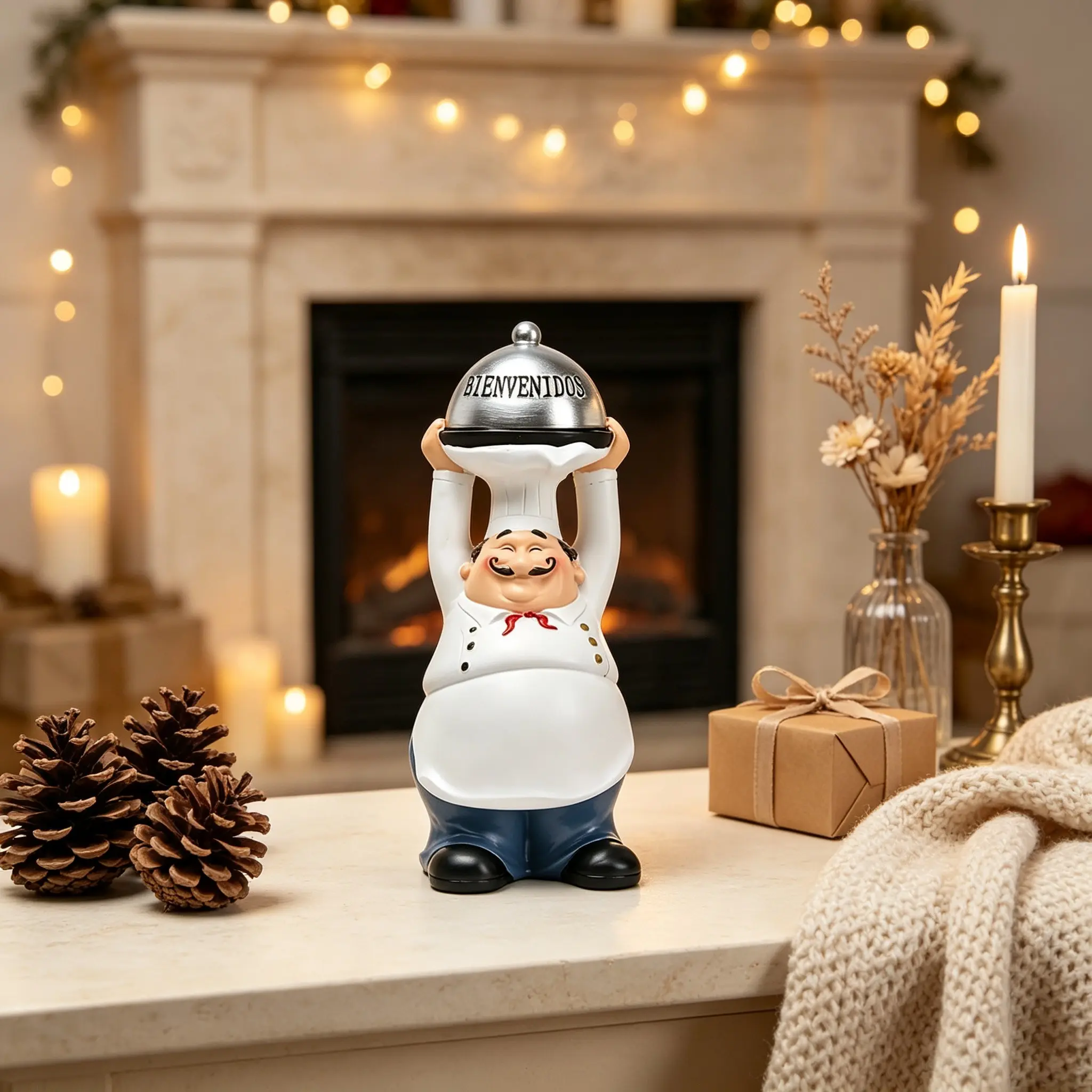 Resin Chef Statue for Restaurant Welcome Display, Kitchen Decor, Home Decoration, Living Room Coffee Table, Desk Shelf, Collectible Gift, Decorative Figurines