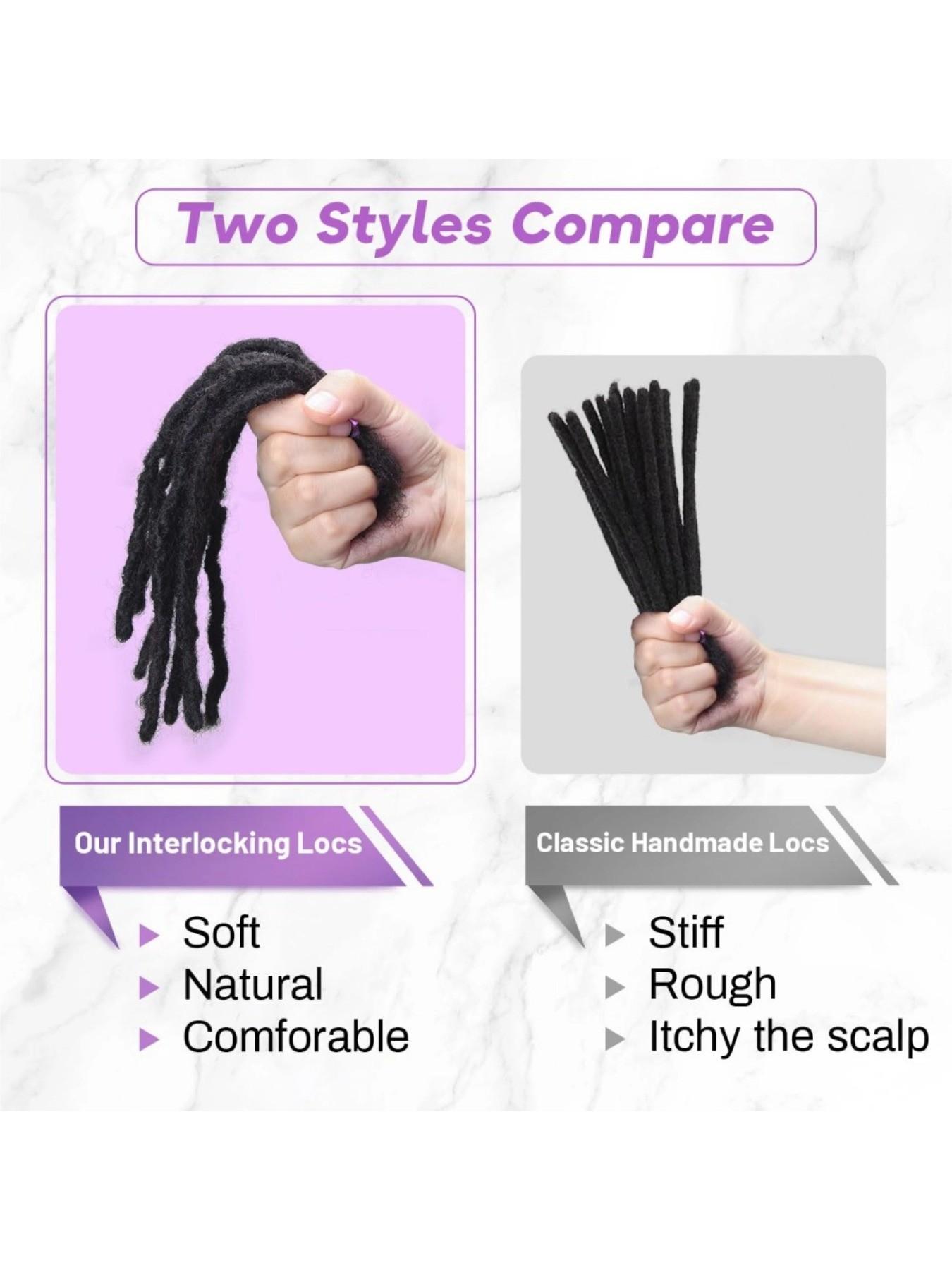 Dreadlock Extensions Human Hair 10-100 Strands 100% Full Handmade Permanent Loc Extension Human Hair for Women/Men/Kids Can Be Dyed Bleached Curled Twisted (0.6cm 1B, 4-16 Inch 10-100 Strands)