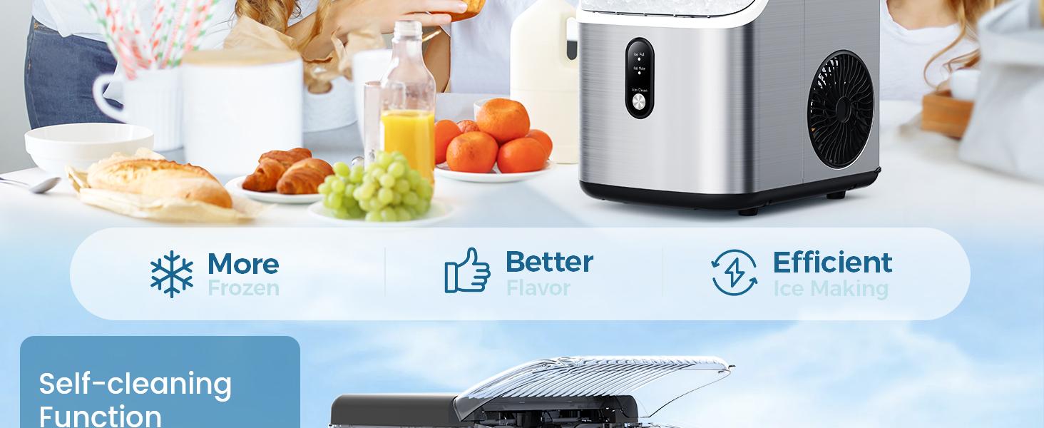 COWSAR Nugget Ice Maker Countertop, Soft Chewable Nugget Ice Cubes Machine, One-Button Quick Ice Making 34Lbs/Day, Self-Cleaning, Portable Stainless Steel Ice Machine