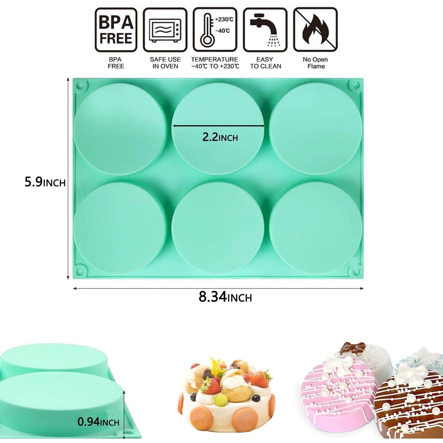 3 count Muffin Top Pan,Round for Baking,Non-Stick  Baking Mold for Cupcakes,6-Cavity  Egg Molds for Breakfast Sandwiches,Pudding,