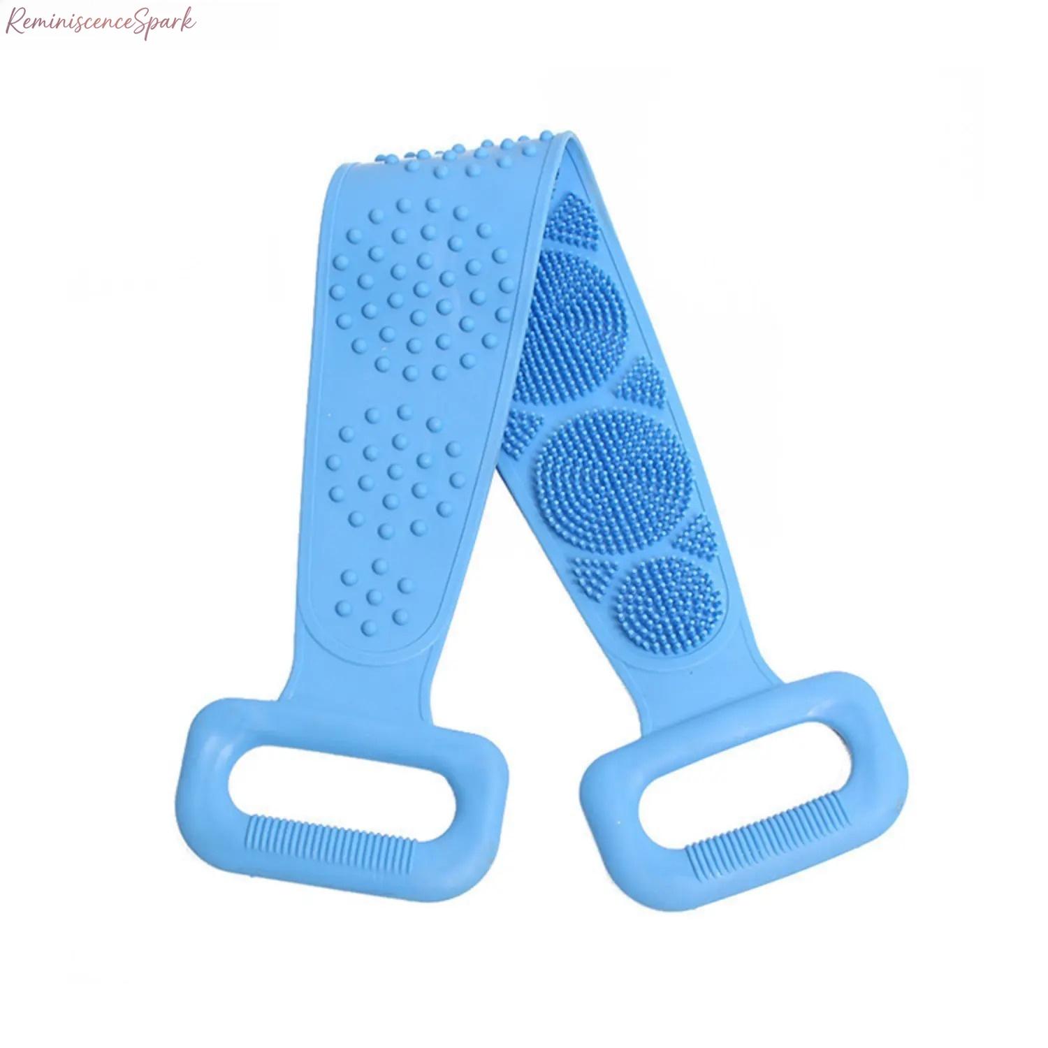 4-Pack Flexible Silicone Back Scrubber with Long Strap, Double-Sides Exfoliates & Massages, Sensitive-Safe Rinse-Dry Shower Body Brush for All Skin Types (Camping & Hiking Bath Accessory)
