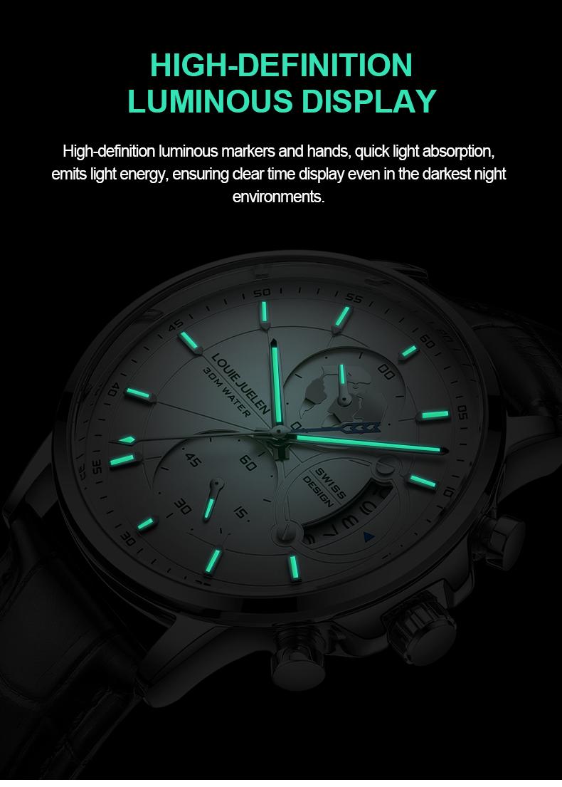 Elegant Men's Watch: Globe Design, 30m Water Resistance, Luminous Dial, Calendar & Chronograph | Stylish for Day & Business | Classic Timepiece Elegant Men's Watch: Globe Design, 30m Water Resistance, Luminous Dial, Calendar & Chronograph | Stylish for Day & Business | Classic Timepiece