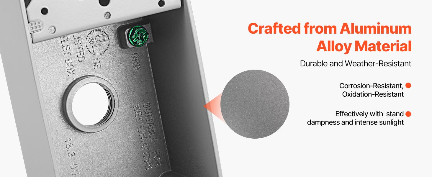 VEVOR Outdoor Electrical Box, 4.5x 2.8x 2 in, Weatherproof Outlet Junction Box, Suitable 1/2-Inch or 3/4-Inch Electrical Conduit, 18.3 Cu. In Large Capacity Plug Receptacle Protector, 4PCS, Gray