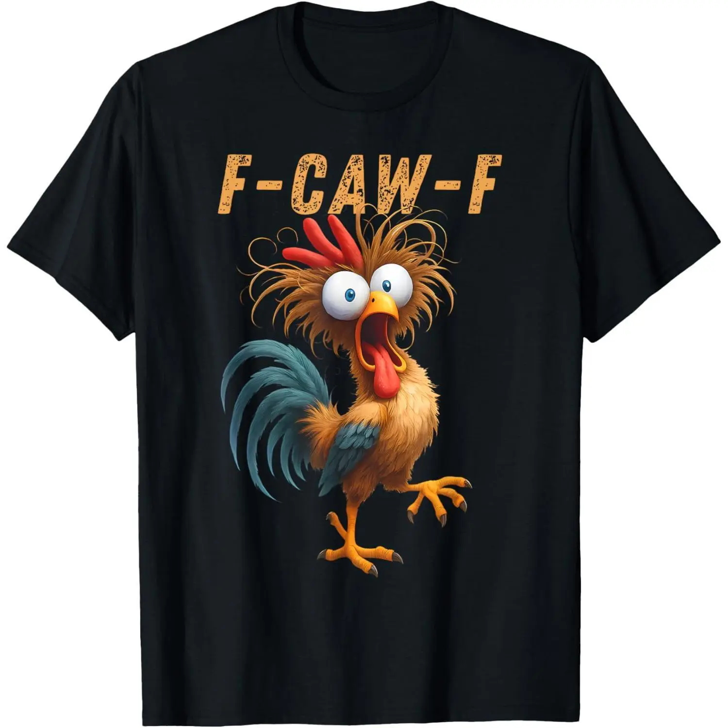 Women's Unisex Cotton Crew Neck Short Sleeve Soft T-Shirt, Funny "F-CAW-F" Crow Graphic, Elastic Fabric Easy Tee Style Pairs with Denim, Casual Daily Wear Clothes, Machine Washable