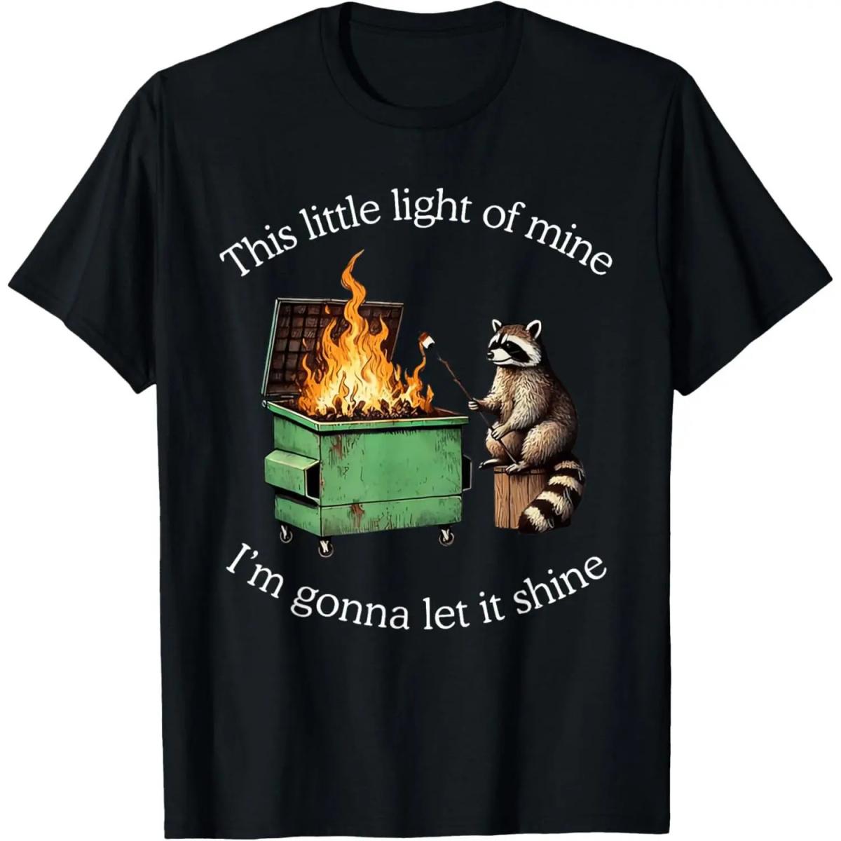 American Bear Trash Can Fire Emoji T-Shirt