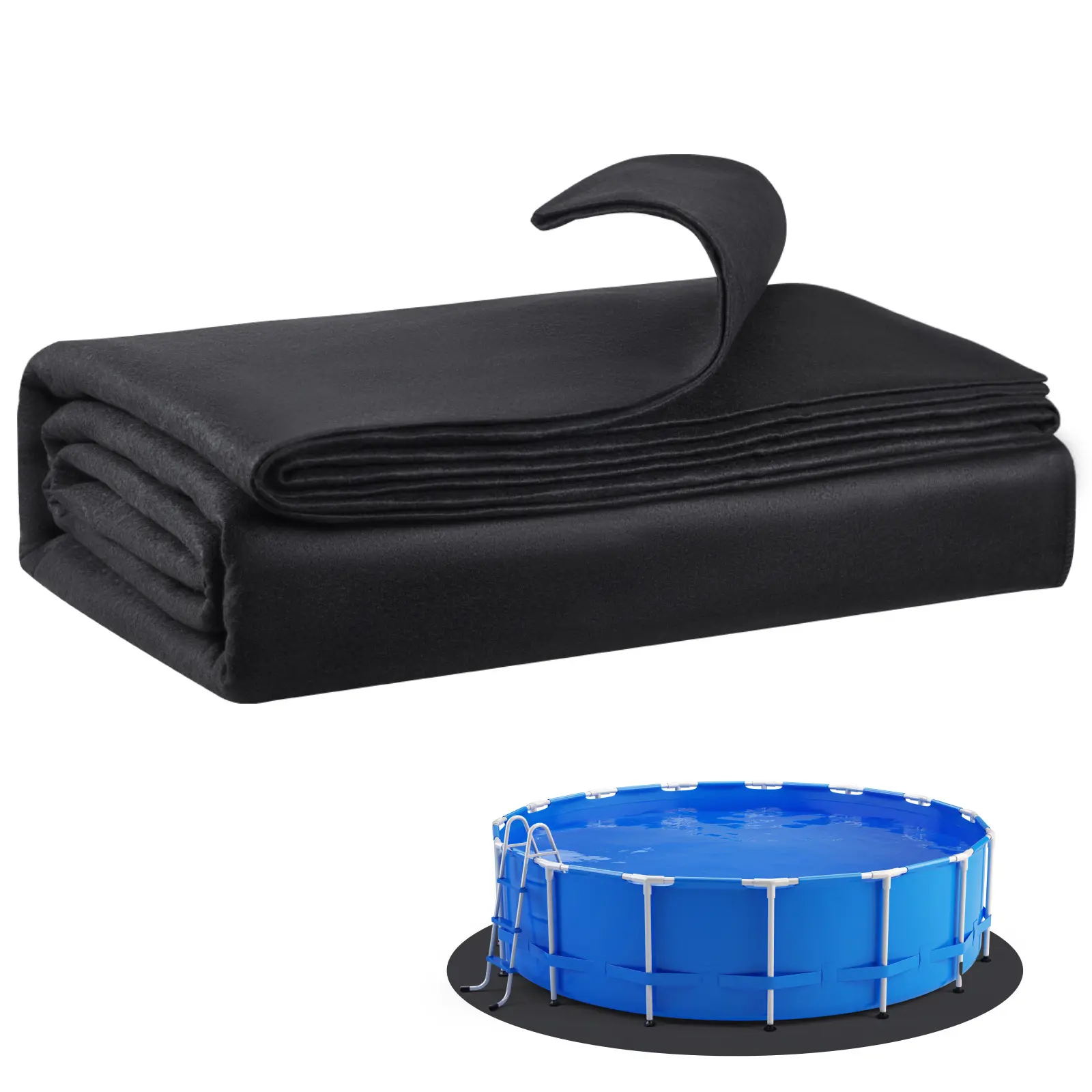 27ft Round Pool Liner Pad, Pool Liner Pad for Above Ground Swimming Pools, Extra-Thick Pool Mat, Prevents Punctures, Recycled Geotextile Material Underlayment Pad, Extend Liner Life