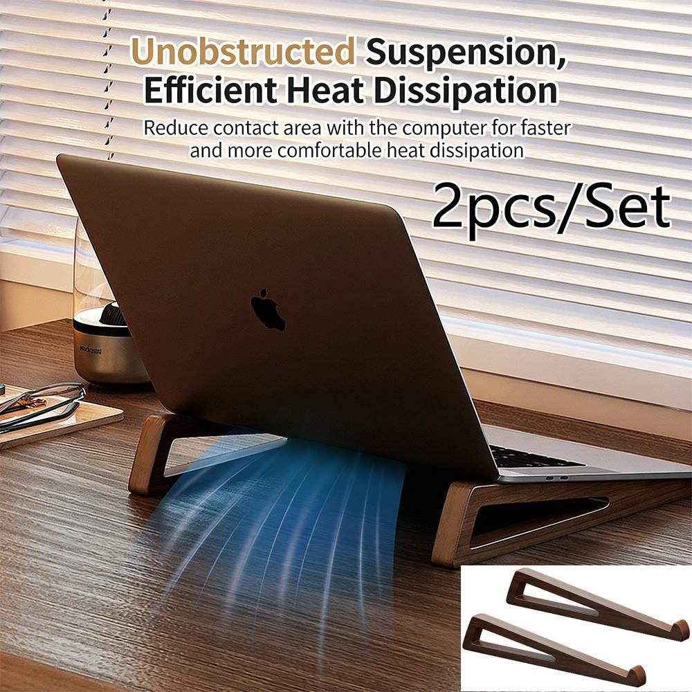 1 piece/set of solid wood laptop stand for heat dissipation, suspended convenience, desktop height increase, vertical stand, tablet storage rack