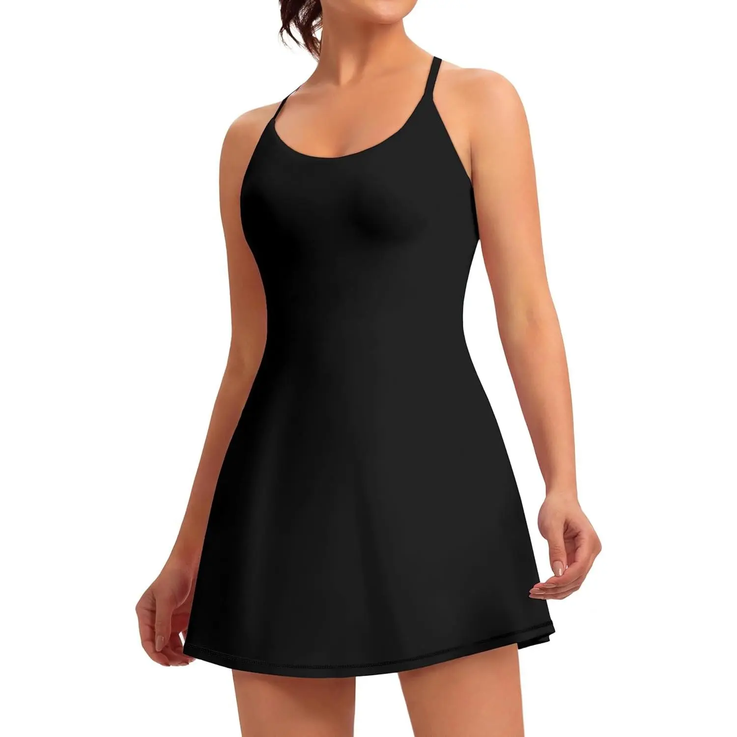 Women's Easy-Pee Tennis Dress with Built-in Shorts and Pockets - Athletic Workout Dress for Tennis, Golf