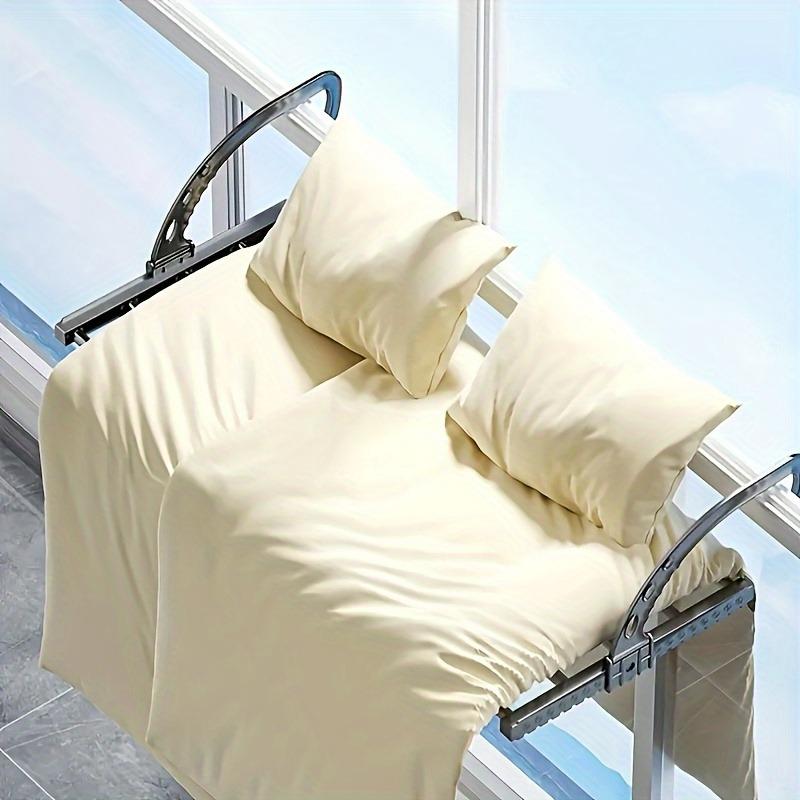 1pcs Adjustable Outdoor Clothes Drying Rack, Space Saving Balcony Garden Hook, Drying Rack, Hanging Hanging Rack, Large Size Drying Rack Retractable, Foldable Drying Rack for Railing, Door & Windows, Balcony, Indoor, Outdoor Adjustable, Plastic Material