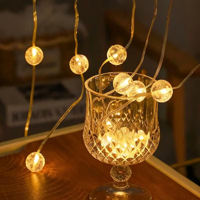 200cm Transparent Bubble Light String | USB Powered, Intelligent 8 Mode, Festive Atmosphere Decoration, Romantic and Warm, Ideal for Home, Dormitory, Study, Cafe, Valentine'S Day, Ramadan Decoration