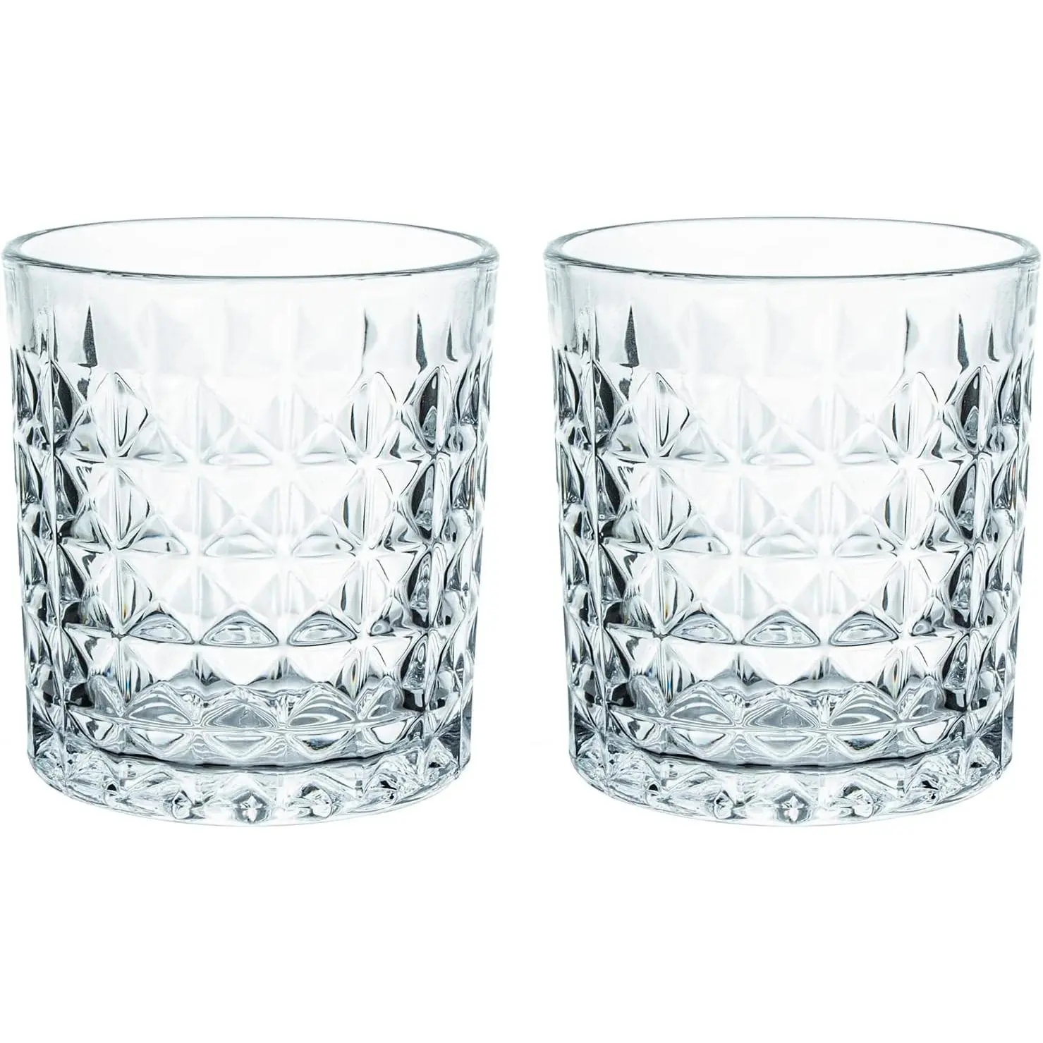 2 Pcs Diamond Embossed Clear Glass Mouthwash Cup Cups, Bathroom Brushing Cup, 8 Oz
